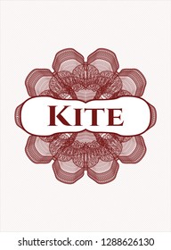 Red abstract linear rosette with text Kite inside