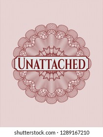 Red abstract linear rosette with text Unattached inside