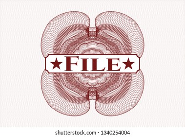 Red abstract linear rosette with text File inside