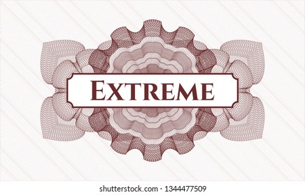 Red abstract linear rosette with text Extreme inside