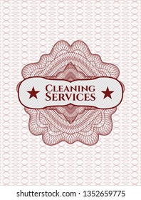 Red abstract linear rosette with text Cleaning Services inside