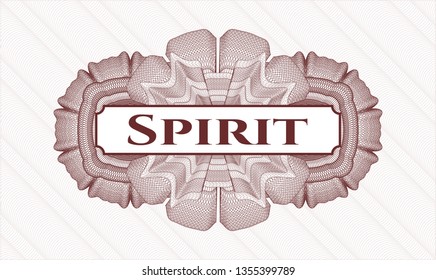 Red abstract linear rosette with text Spirit inside