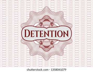 Red abstract linear rosette with text Detention inside