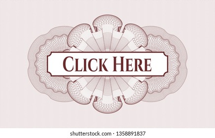 Red abstract linear rosette with text Click Here inside
