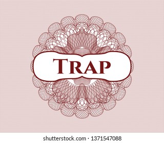 Red abstract linear rosette with text Trap inside