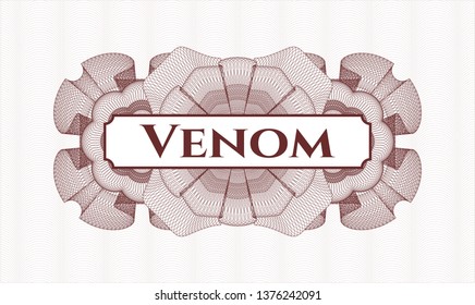 Red abstract linear rosette with text Venom inside