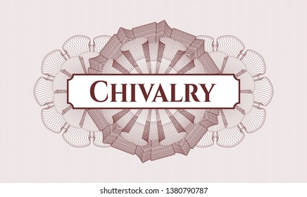 Red abstract linear rosette with text Chivalry inside