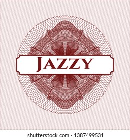 Red abstract linear rosette with text Jazzy inside