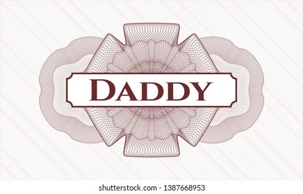Red abstract linear rosette with text Daddy inside