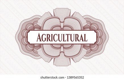 Red abstract linear rosette with text Agricultural inside