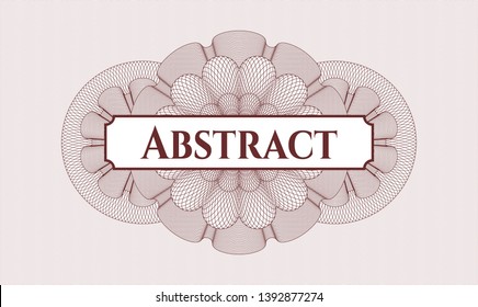 Red abstract linear rosette with text Abstract inside Red abstract linear rosette with text Abstract inside