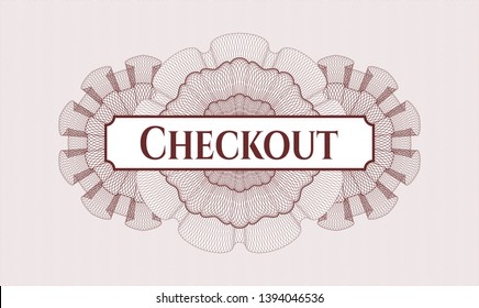 Red abstract linear rosette with text Checkout inside