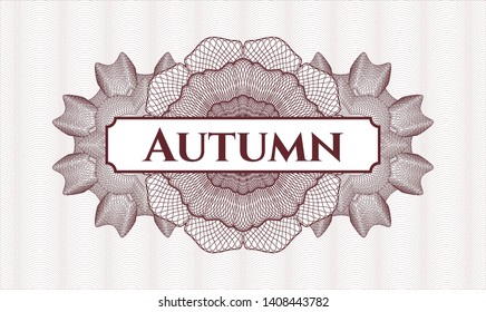 Red abstract linear rosette with text Autumn inside