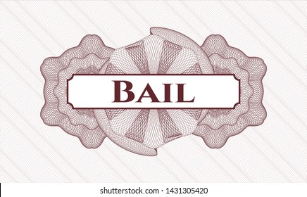 Red abstract linear rosette with text Bail inside