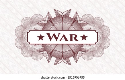 Red abstract linear rosette with text War inside