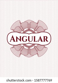 Red abstract linear rosette with text Angular inside