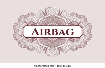 Red abstract linear rosette with text Airbag inside
