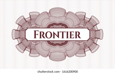 Red abstract linear rosette with text Frontier inside