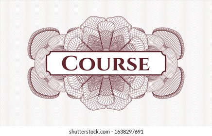 Red abstract linear rosette with text Course inside
