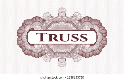 Red abstract linear rosette with text Truss inside
