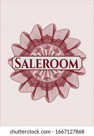 Rosette lineal abstracto rojo con texto Saleroom dentro