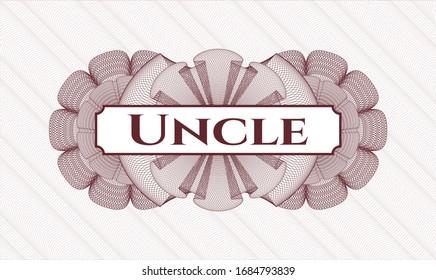 Red abstract linear rosette with text Uncle inside