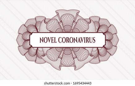 Red abstract linear rosette with text Novel Coronavirus inside