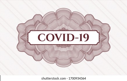 Red abstract linear rosette with text COVID-19 inside