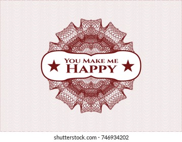 Red abstract linear rosette with text You Make me Happy inside