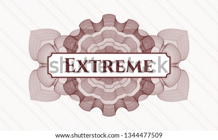 Red abstract linear rosette with text Extreme inside