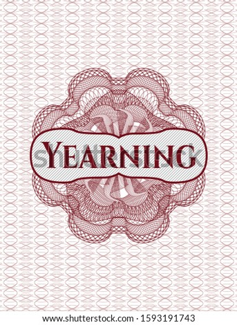 Red abstract linear rosette with text Yearning inside