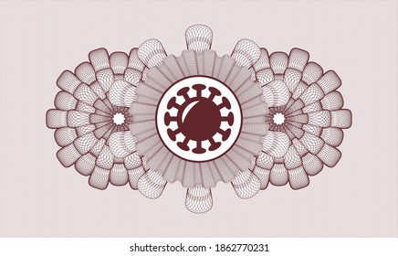 Red abstract linear rosette. Vector Illustration. Detailed with coronavirus icon inside