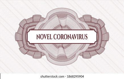 Red abstract linear rosette. Vector Illustration. Detailed with text Novel Coronavirus inside