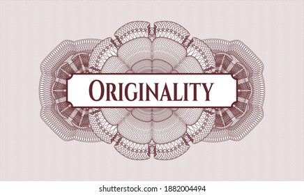 Red abstract linear rosette. Vector Illustration. Detailed with text Originality inside