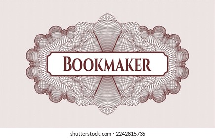 Red abstract linear rosette. Vector Illustration. Detailed with text Bookmaker inside