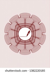 Red abstract linear rosette with writer icon inside
