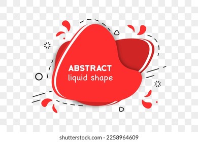 Red abstract liquid shape with shadow on a transparent background