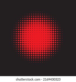 Logo del Resumen Rojo. Media semitono negro. Forma del vector. Ilustración de textura. Punto. Fondo degradado. Fondo de diseño. Conjunto de redondeo.