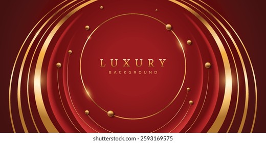 Red abstract luxury background with elegant golden curve shape