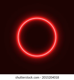 red abstract neon circle glowing in the dark. design element for poster, banner, advertisement, print.neon illustration