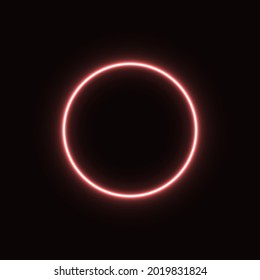 red abstract neon circle glowing in the dark. design element for poster, banner, advertisement, print.neon illustration