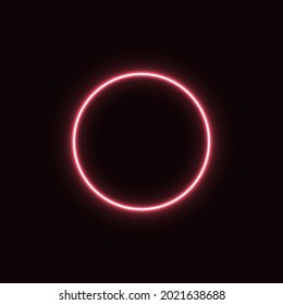 red abstract neon circle glowing in the dark. design element for poster, banner, advertisement, print.neon illustration