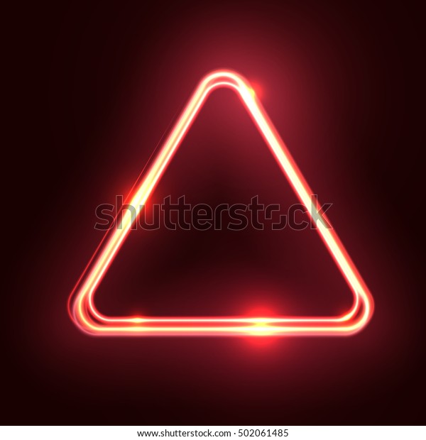 赤い抽象的なネオン三角形 輝くビンテージまたは未来的なフレーム 広告やその他のデザインプロジェクト用のシンプルな電気シンボル ベクターイラスト のベクター画像素材 ロイヤリティフリー