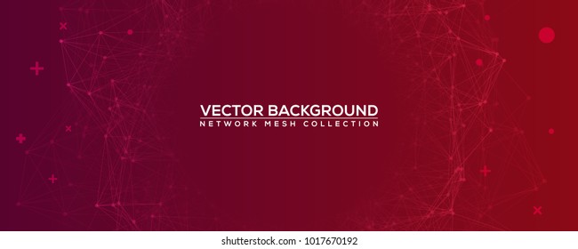 Malla de red de resumen rojo con tu texto - fondo vectorial púrpura de ángulo amplio