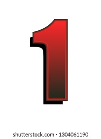 red abstract number one isolated on white background vector
