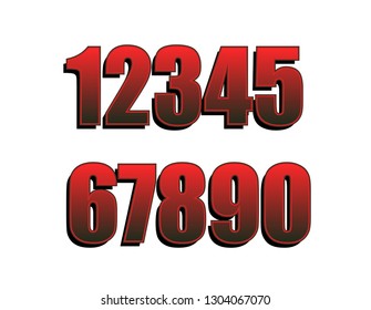 red abstract numbers  isolated on white background vector