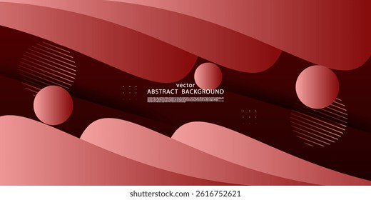 Red abstract overlapping background. Curved shapes on dark color geometric design pattern. Modern futuristic overlapping paper cut background. Vector eps10