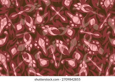 Un patrón abstracto rojo lleno de Formas orgánicas en remolino dispuestas en un diseño decorativo sin fisuras.