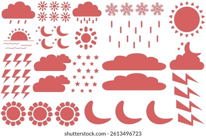 Red abstract pattern weather vector editable
Vector background pattern weather clouds, sun, lightning, rain, snow
