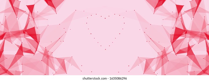 Red abstract polygonal space with connecting dots and lines. Dark background. Connection structure. Vector Illustration